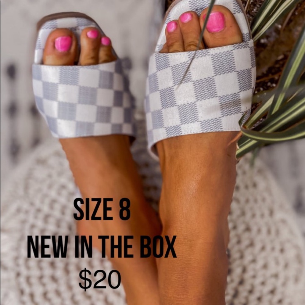 Cream checkered slip in Sandals
